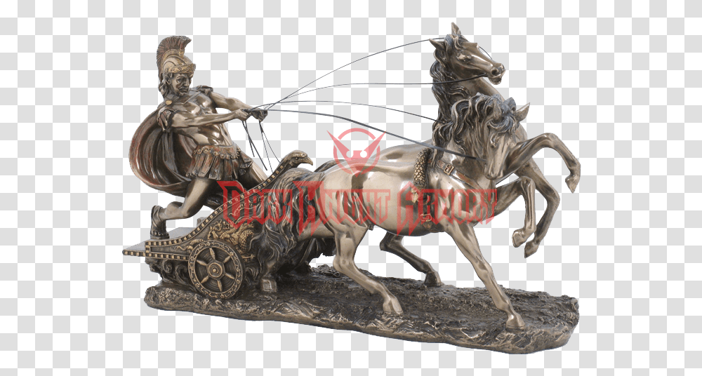 Bronze Roman Chariot Statue Download Roman Chariot Two Horses, Mammal, Animal, Person, Human Transparent Png