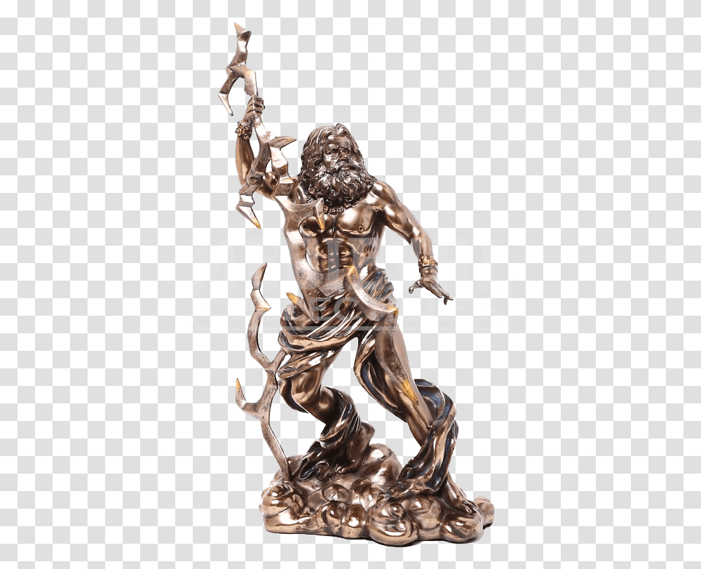 Bronze Wrathful Zeus Statue Zeus Scepter, Trophy, Person, Human Transparent Png