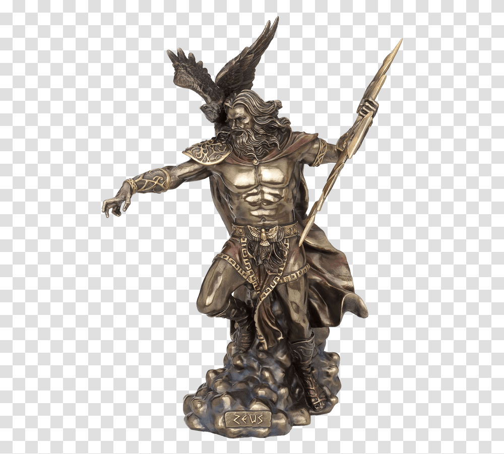 Bronze Zeus With Thunderbolt Statue God Of Weapons Greek, Figurine, Person, Human, Sculpture Transparent Png