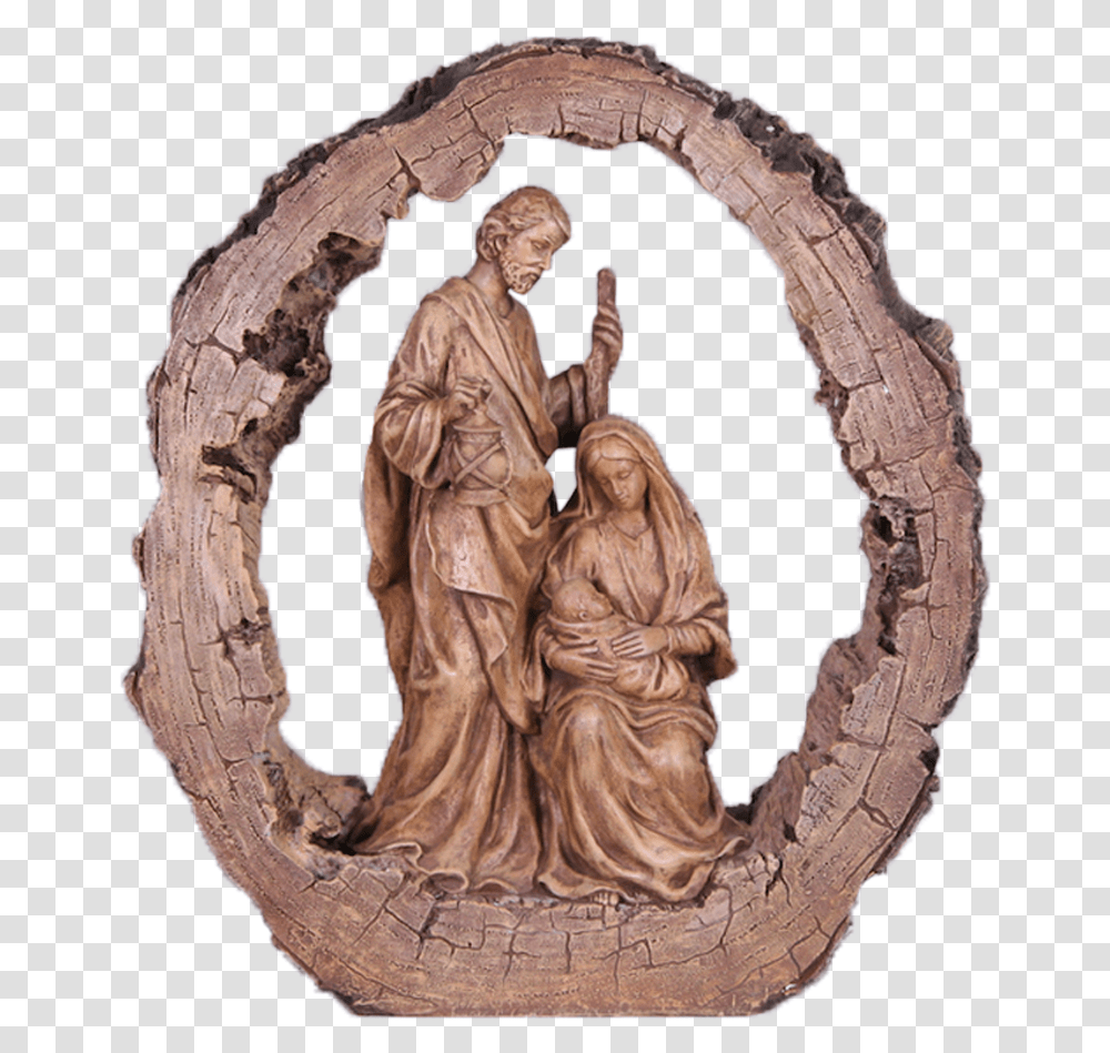 Bronzed Holy Family Nativity Carving, Person, Human, Art, Painting Transparent Png