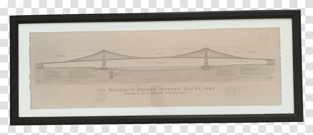 Brooklyn Bridge Framed Print Bridge, Plan, Plot, Diagram, Building Transparent Png