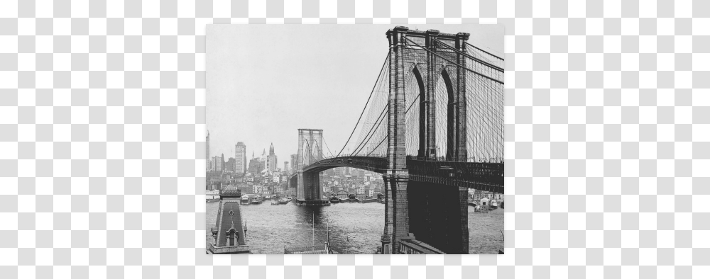 Brooklyn Bridge Over East River And Surrounding Ar Self Anchored Suspension Bridge, Building, Metropolis, City, Urban Transparent Png