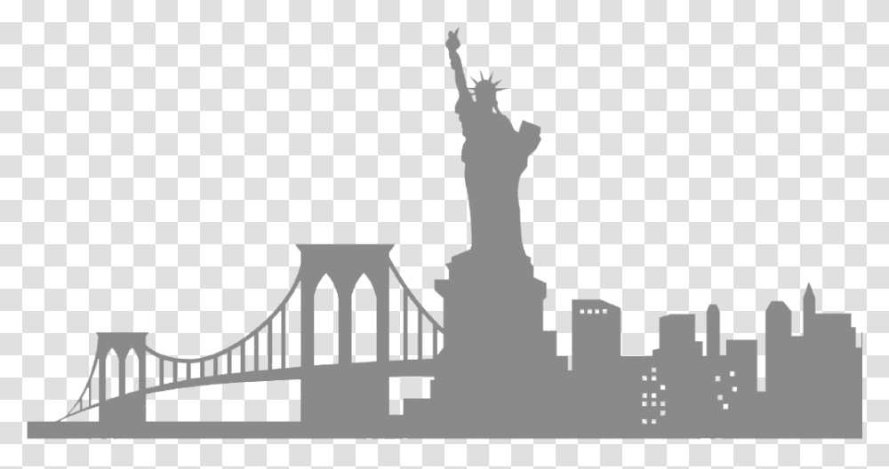 Brooklyn Bridge Skyline Silhouette, Gray, Concrete Transparent Png