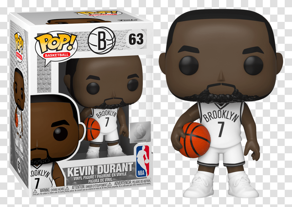 Brooklyn Nets Nba Skullcandy Hesh Version 2 Wired Headphones Kevin Durant Funko Pop, Text, Face, Mascot, Plush Transparent Png