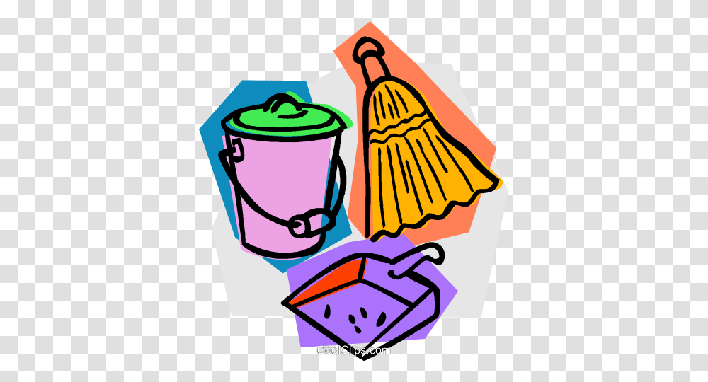Broom With Dustpan And Pail Royalty Free Vector Clip Art, Cleaning, Bucket, Dynamite, Bomb Transparent Png