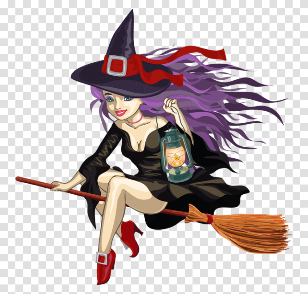 Broomwitch Characterhatcostume Hatcostume Hair Cute Witch Riding A Broom, Person, Human, Cleaning Transparent Png