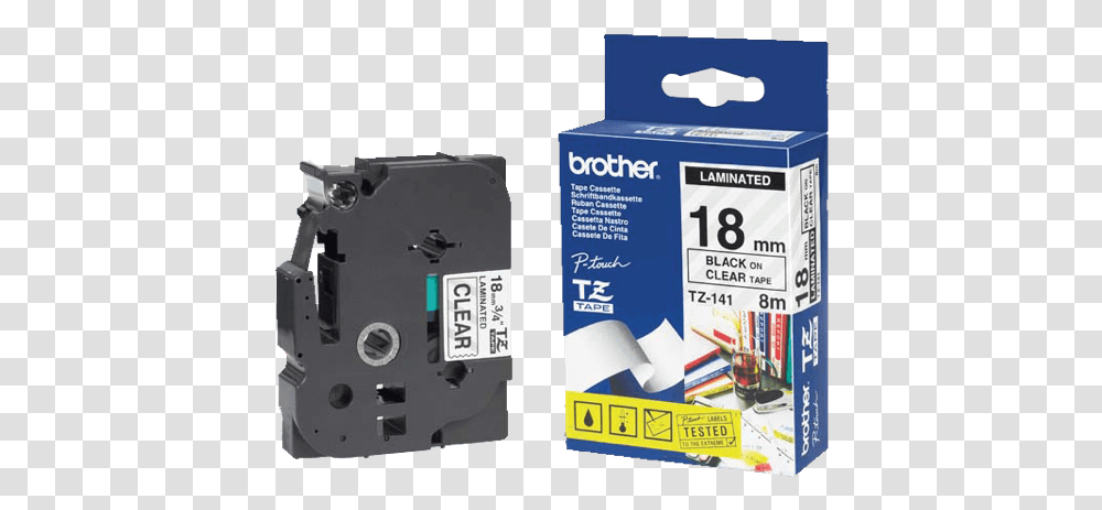 Brother P Touch Tapes 18 Mm Black On Clear Tape Brother Tz, Adapter, Machine, Electrical Device Transparent Png