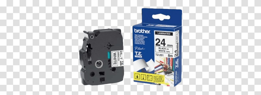 Brother P Touch Tapes 24 Mm Black On White Tape Brother P Touch Tape, Electrical Device, Adapter, Fuse Transparent Png
