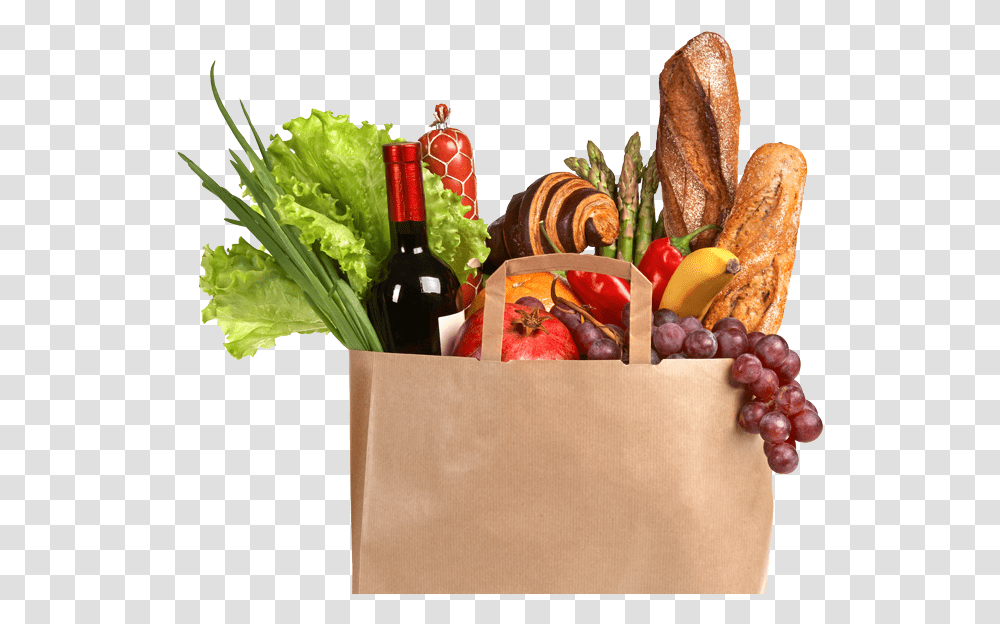 Brown Bag With Groceries, Food, Bread, Plant, Beverage Transparent Png