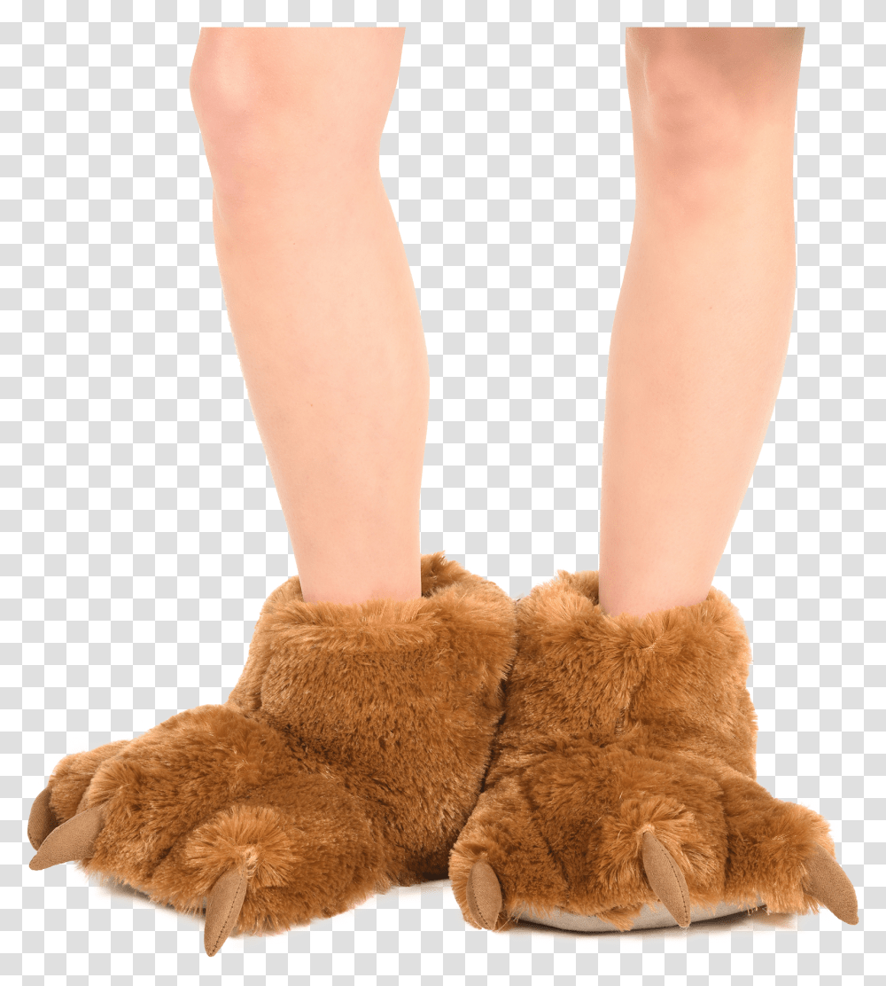 Brown Bear Lion Paw Slippers, Apparel, Footwear, Shoe Transparent Png