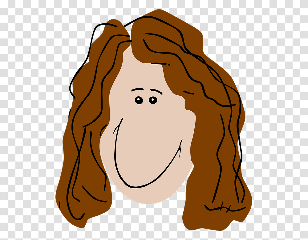 Brown Curly Hair Clipart, Face, Head, Drawing, Mouth Transparent Png