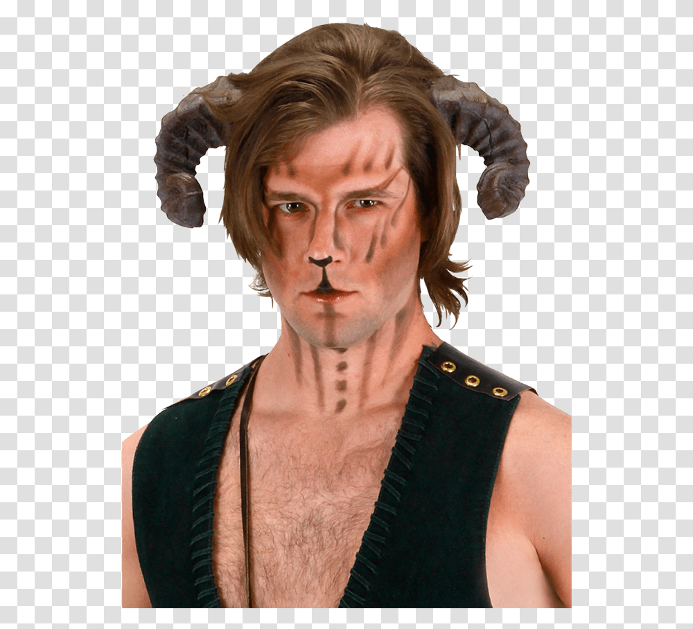 Brown Dragon Horns Satyr Horns Costume, Person, Skin, Face Transparent Png