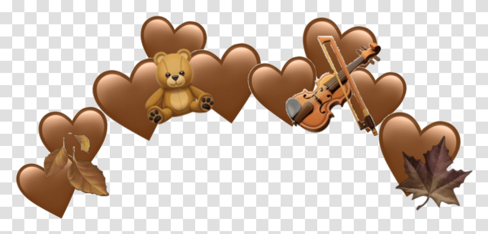 Brown Emoji Heart Hearts Leaf Sticker By Josephine Art, Leisure Activities, Violin, Musical Instrument, Fiddle Transparent Png