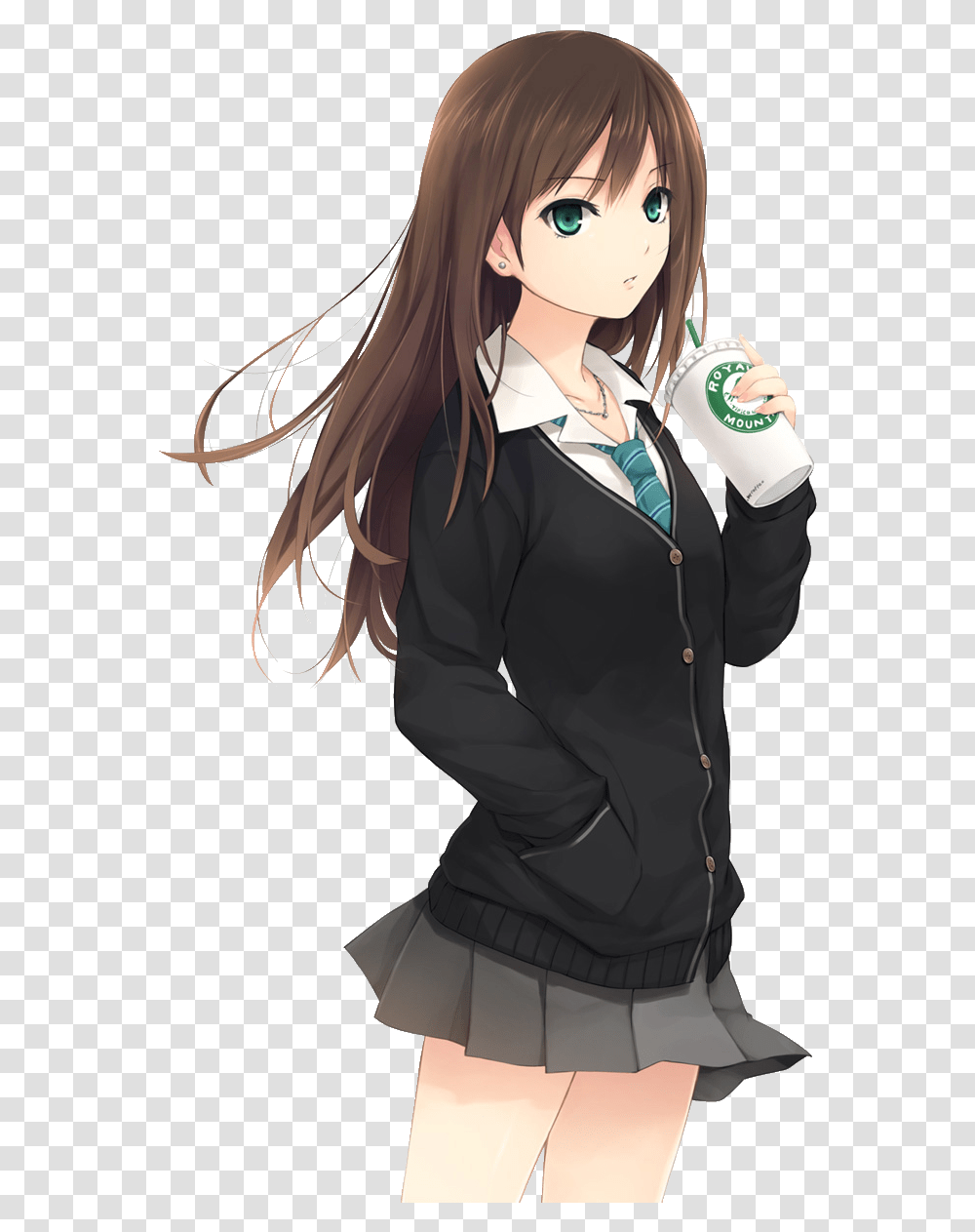 Brown Hair Anime High School Girl, Apparel, Manga, Comics Transparent Png