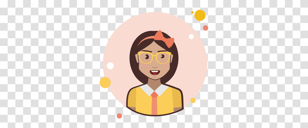 Brown Hair Business Lady With Glasses Icon Happy, Label, Text, Face, Food Transparent Png