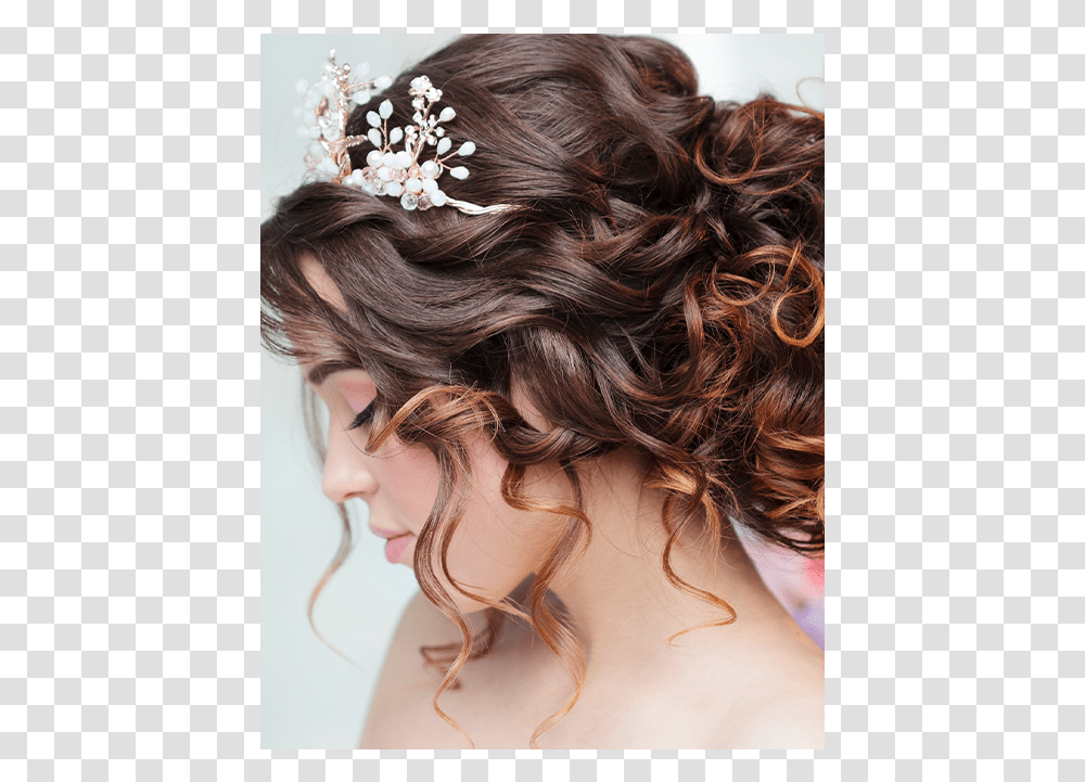 Brown Hair Woman With Wedding Haircut Coiffure Pour La Marie, Person, Human, Hair Slide, Accessories Transparent Png