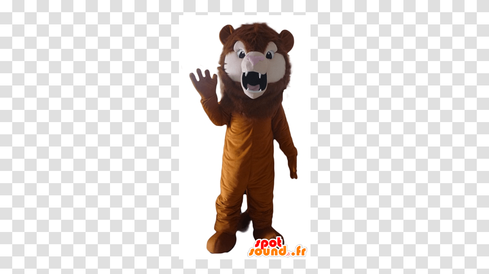 Brown Lion Mascot Roaring Feline Mascot, Costume, Person, Human, Toy Transparent Png