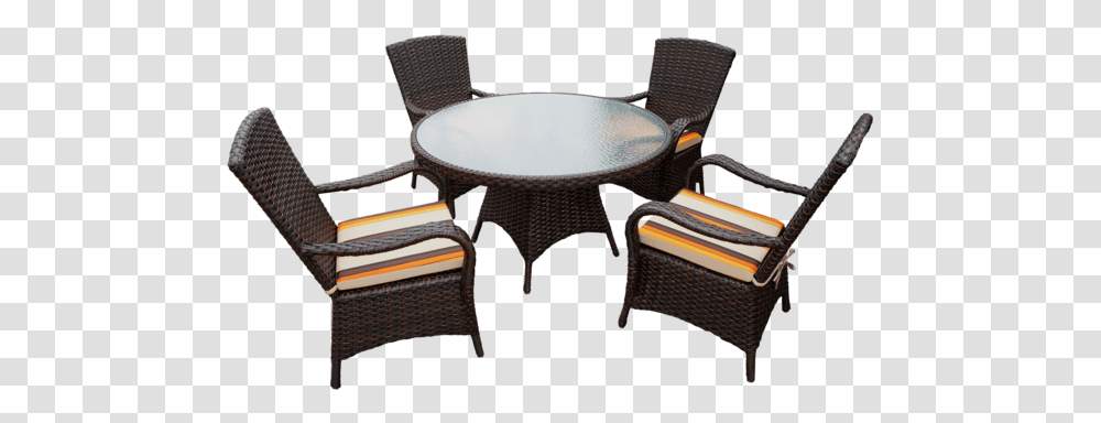 Brown Rattan Round 120cm Table Set With 4 Chairs Amp Chair, Furniture, Tabletop, Dining Table, Coffee Table Transparent Png