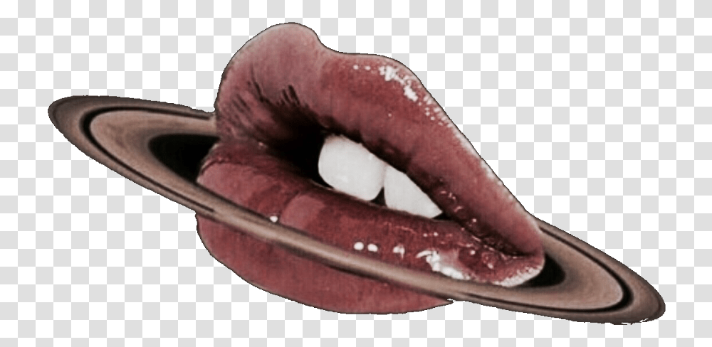 Brown Red Aesthetic Lips Gloss Aestheticlips Sombrero, Mouth, Teeth, Tongue, Piercing Transparent Png