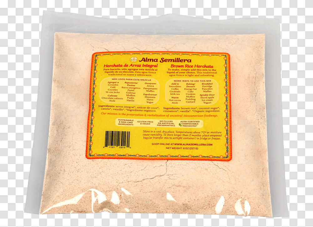 Brown Rice Horchata Drink Mix Maida Flour, Cushion, Pillow, Aluminium Transparent Png