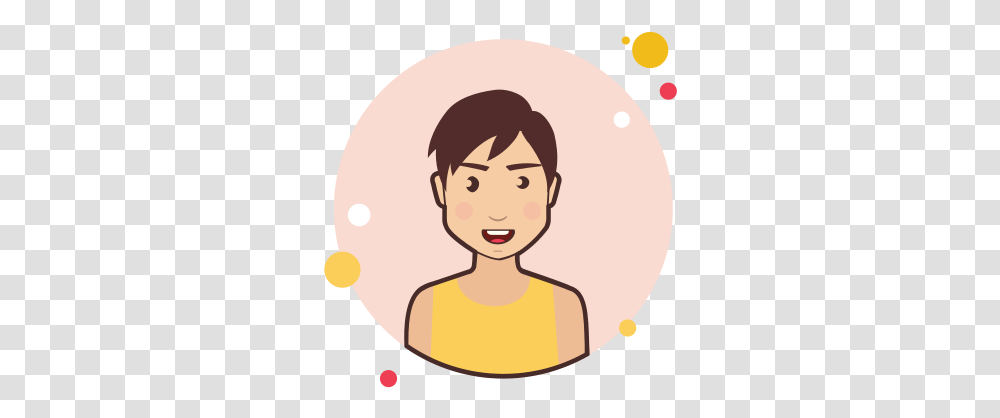 Brown Short Hair Lady In Yellow Shirt Icon Girl Person Vector Icon, Face, Head, Label, Text Transparent Png