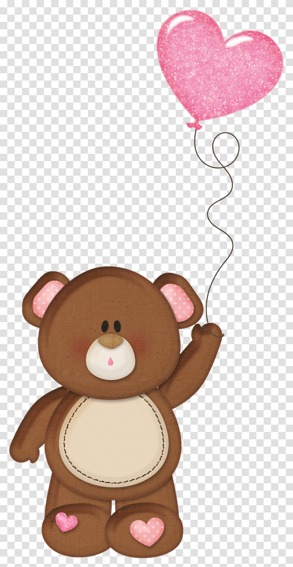 Brown Teddy With Pink Heart Balloon Clipart Bear Balloon Clipart, Toy, Plush, Cushion Transparent Png