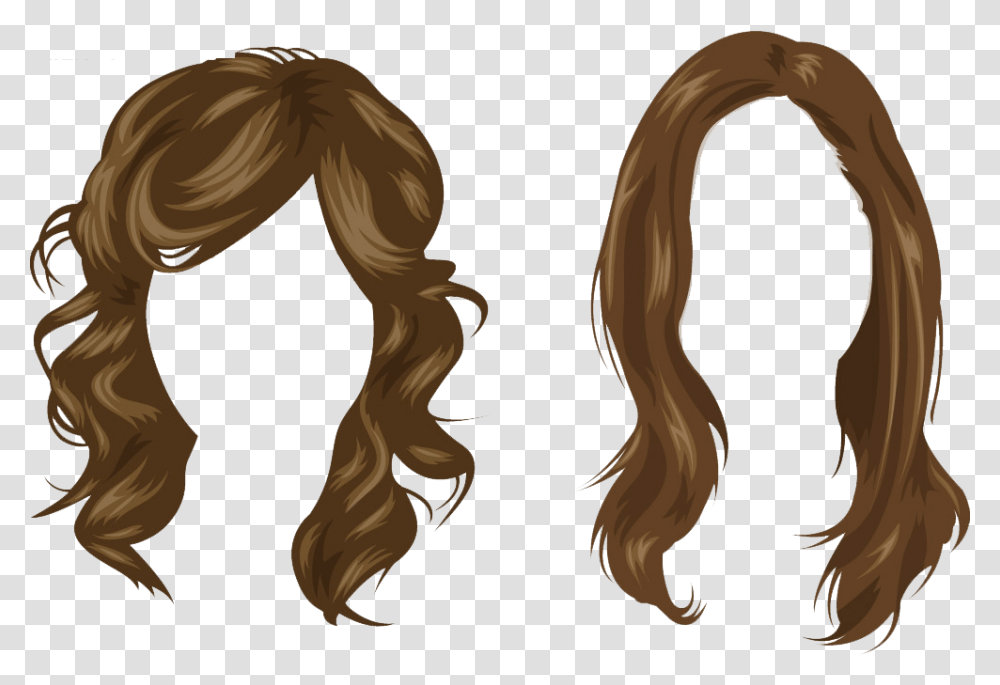 Brown Wig Cartoon, Hair, Person, Human, Ponytail Transparent Png