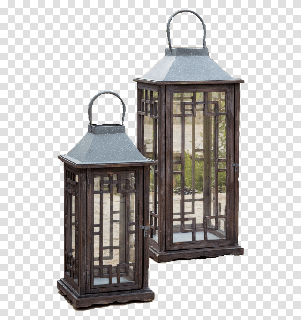 Brown Wood Geometric Lanterns Small And Large, Lamp, Door Transparent Png