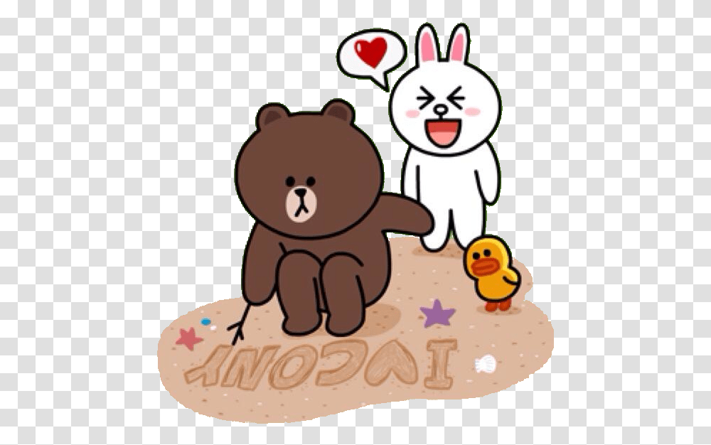Brown Writes Line Sticker Love Animals Welovepictures Love Brown And Cony Gifs, Birthday Cake, Dessert, Food, Teddy Bear Transparent Png