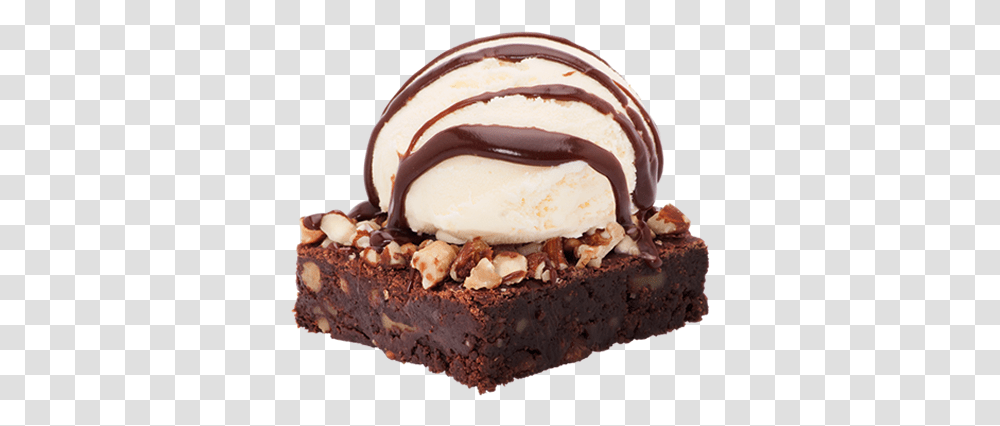 Brownie Con Helado, Dessert, Food, Chocolate, Cream Transparent Png