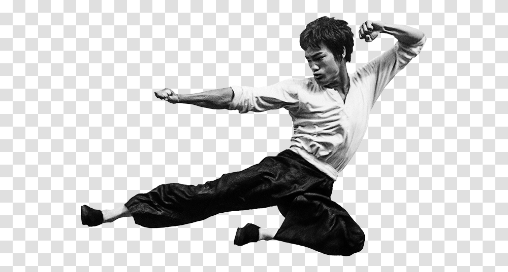 Bruce Lee S Fighting Method Statue Of Bruce Lee Flying Bruce Lee Karate, Person, Human, Dance Pose, Leisure Activities Transparent Png