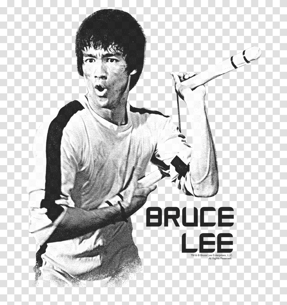 Bruce Lee With Nunchucks White, Person, Skin, Arm, Face Transparent Png