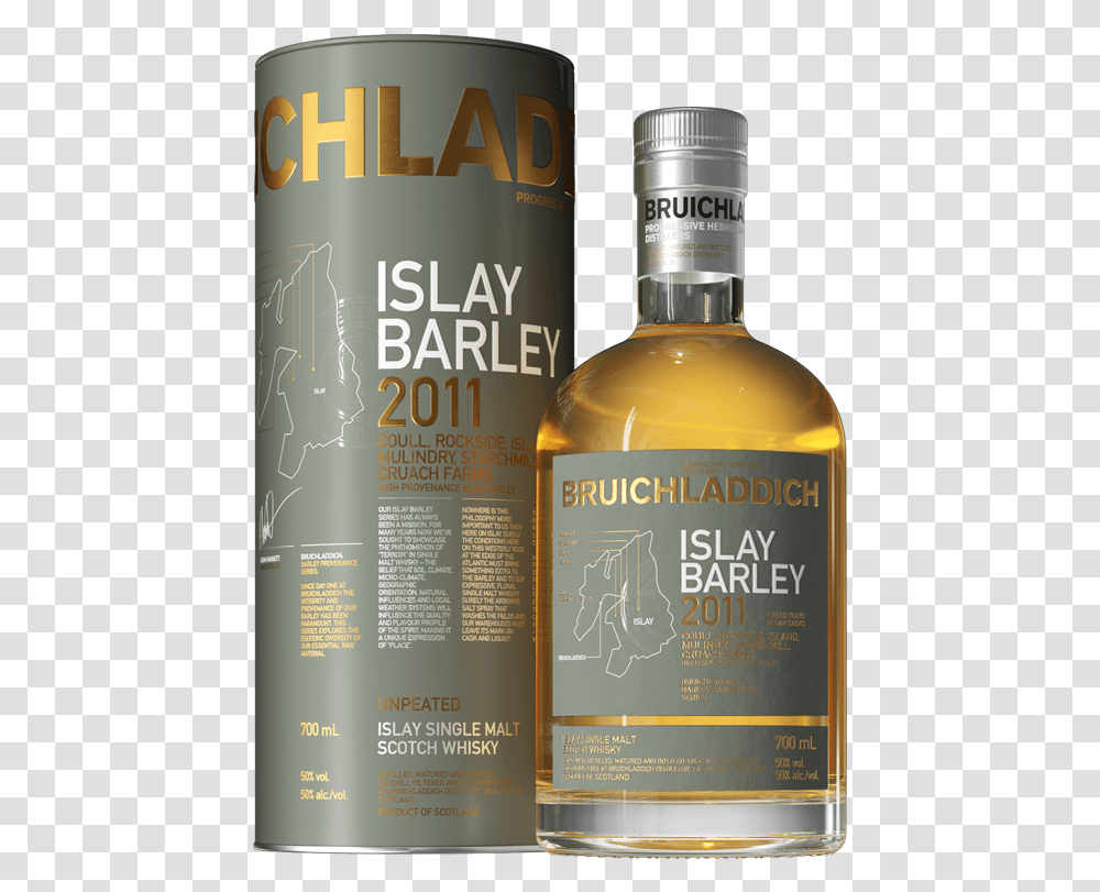 Bruichladdich Islay Barley Single Malt Whisky, Liquor, Alcohol, Beverage, Drink Transparent Png