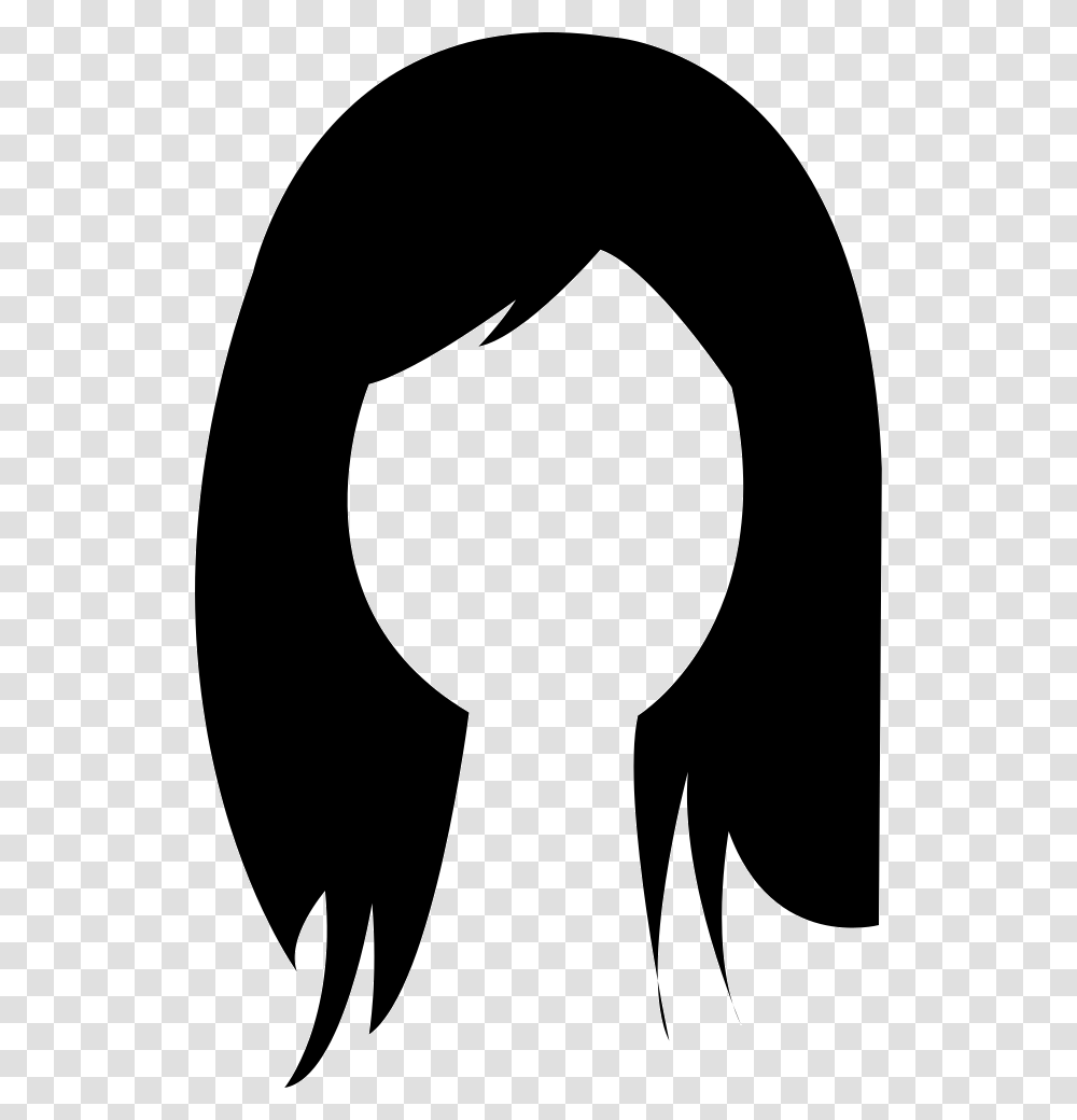 Brunette Female Woman Long Hair Icon Free Download, Silhouette, Stencil, Penguin, Bird Transparent Png