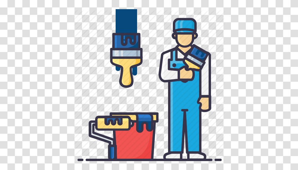 Brush Bucket Color Handyman Paint Painter Wall Icon, Crowd Transparent Png