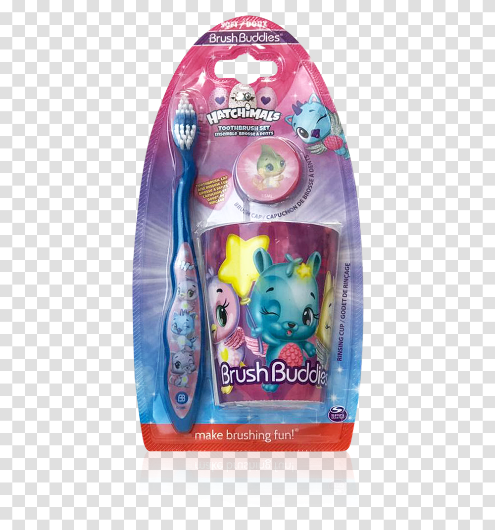 Brush Buddies Hatchimals Manual Toothbrush Gift Set Shark, Plant, Food, PEZ Dispenser, Purple Transparent Png