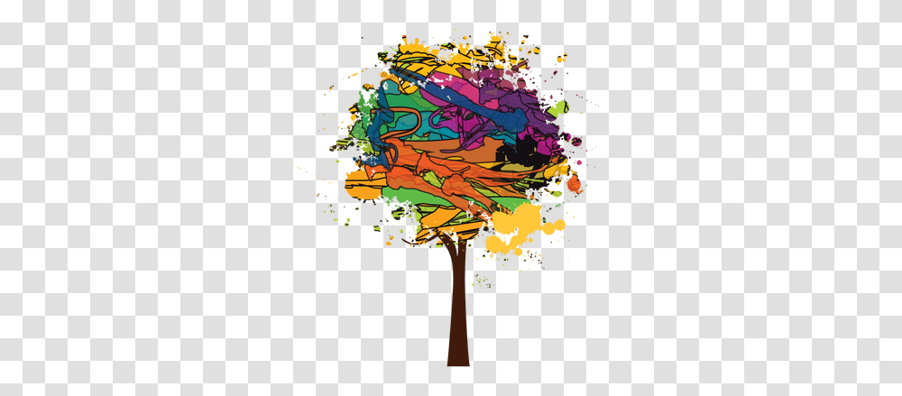 Brush Paint Colorful Tree Arbol De Pintura, Graphics, Art, Modern Art, Floral Design Transparent Png