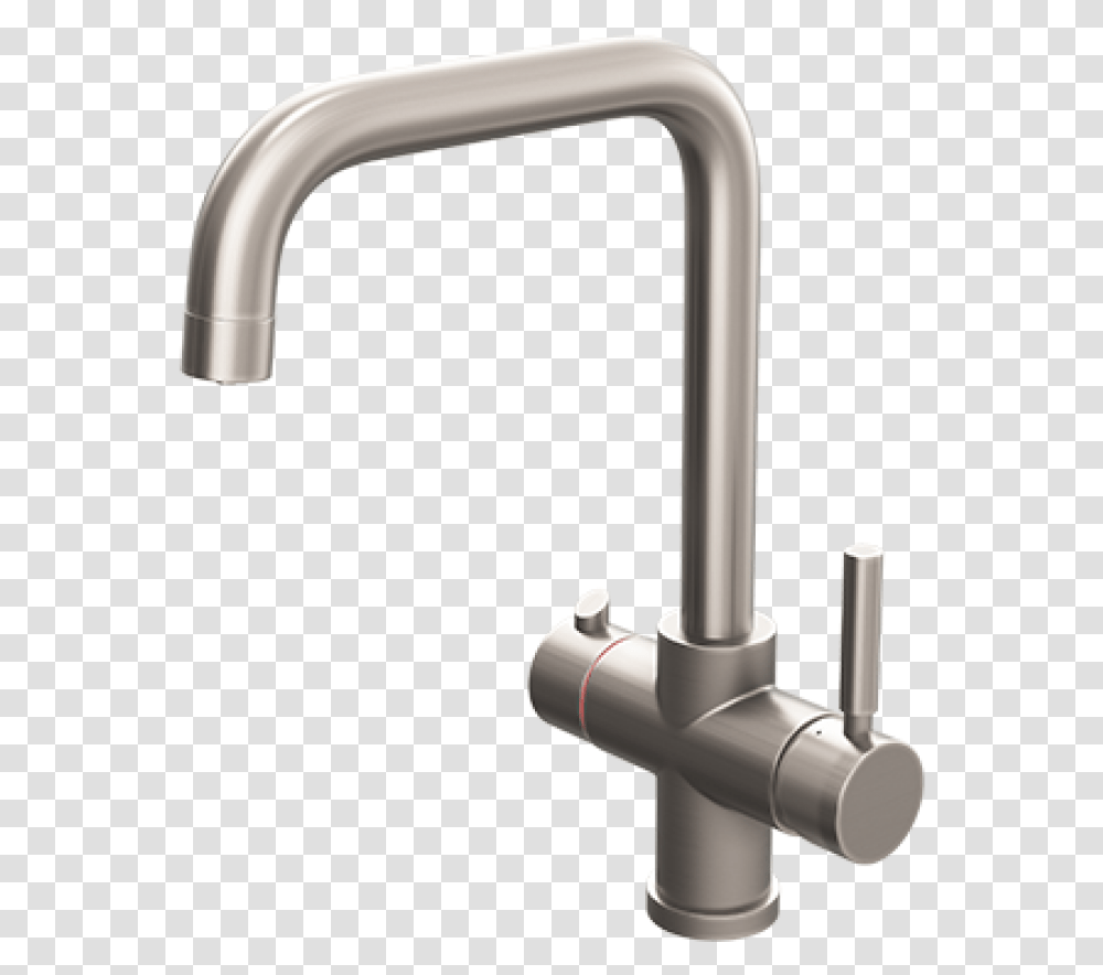 Brushed Nickel Contemporary Square Bend Instant Boiling Tap, Sink Faucet, Indoors Transparent Png