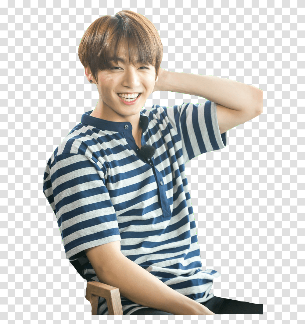 Bts Bangtan Bground By Zahrahope On Jungkook In A Striped Shirt, Person, Sleeve, Boy Transparent Png