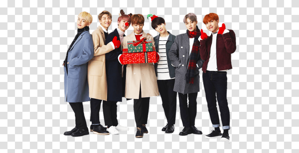 Bts Christmas Shared By Weirdonamedlancie Bts Christmas, Person, Coat, Clothing, People Transparent Png
