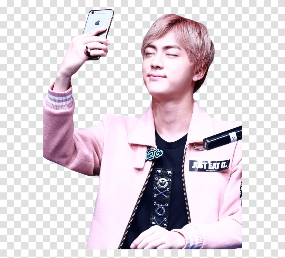 Bts Jin With Phone, Mobile Phone, Person, Sleeve Transparent Png