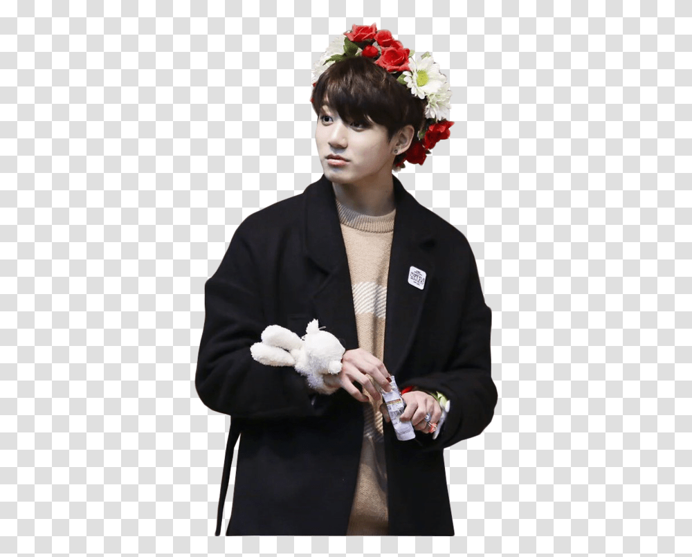 Bts Jungkook And Kpop Image Jungkook Flowers, Person, Suit, Overcoat Transparent Png