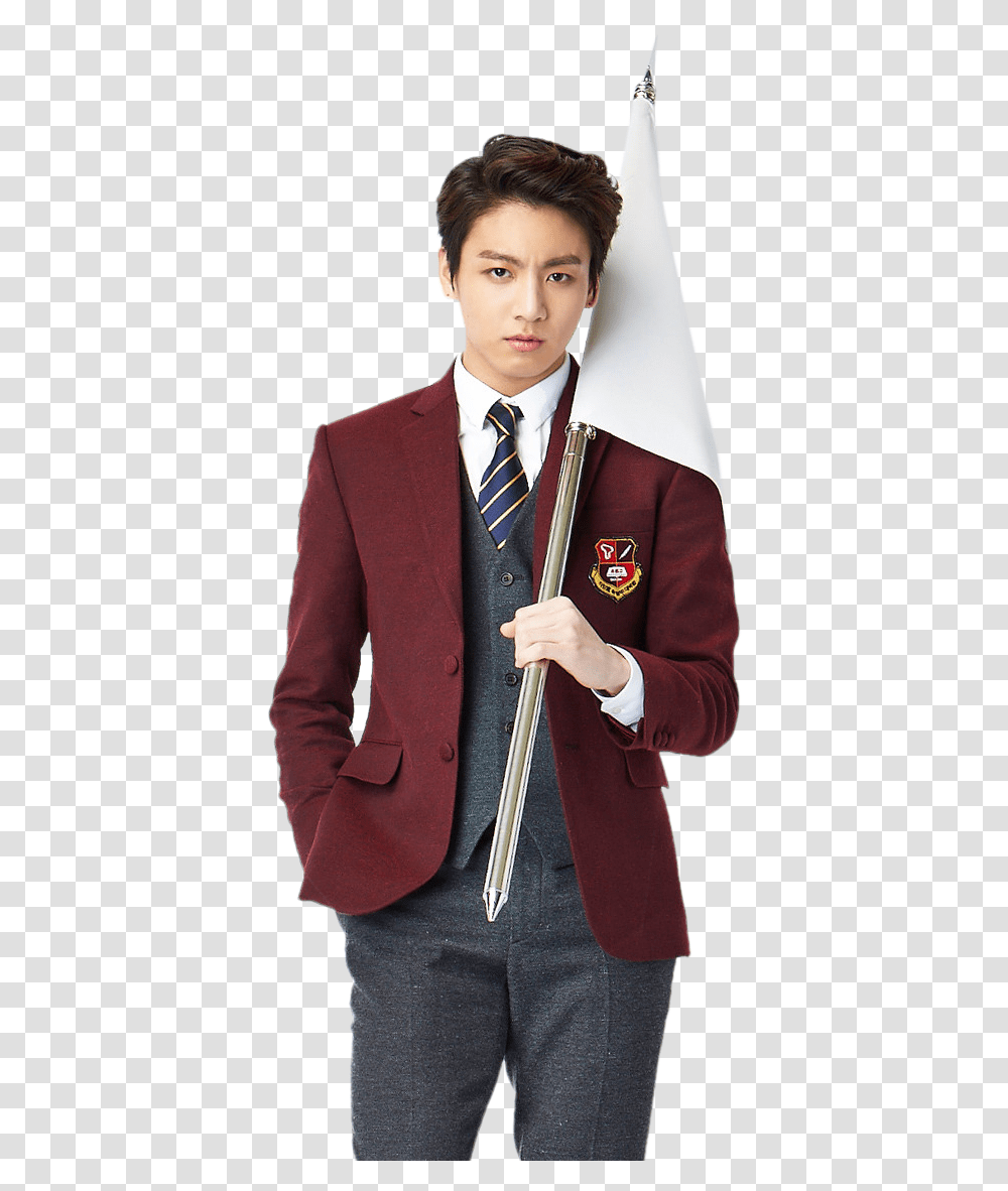 Bts Jungkook Jungkook As A Student, Suit, Overcoat, Tie Transparent Png