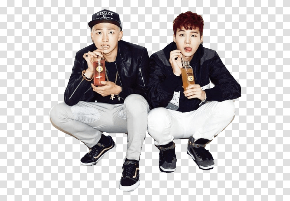 Bts Suga And Rap Monster By Abagil Clipart Rap Monster And Suga, Person, Beverage, Shoe Transparent Png