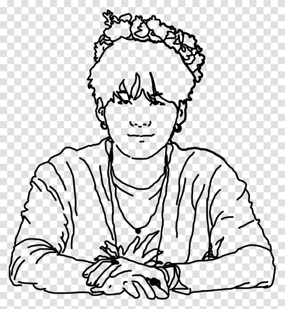 Bts Suga Coloring Page, Silhouette, Photography, Kneeling Transparent Png