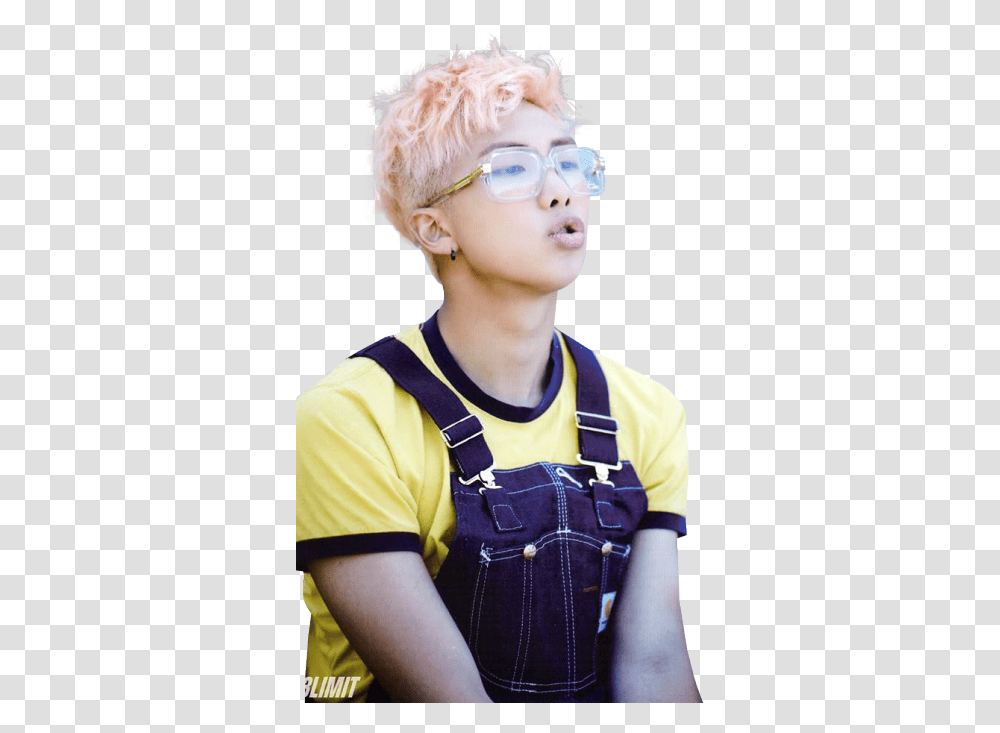 Bts Tumblr Namjoon Curly Hair And Glasses, Boy, Person, Human Transparent Png