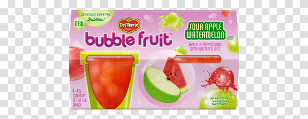 Bubble Fruit Sour Apple Watermelon Del Monte Foods Inc Del Monte Bubble Fruit, Jelly, Plant, Beverage, Drink Transparent Png