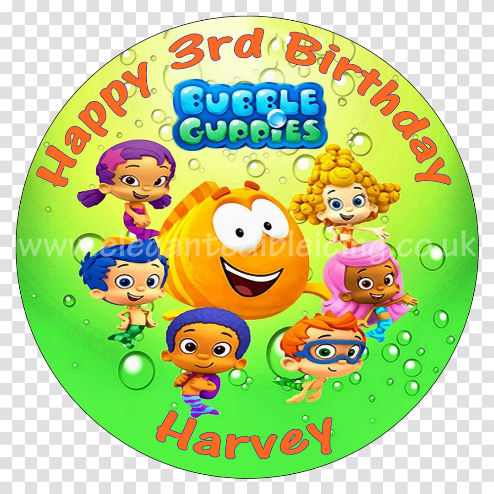 Bubble Guppies Green Personalised Edible Round Cake Topper Bubble Guppies Poster, Graphics, Art, Logo, Symbol Transparent Png