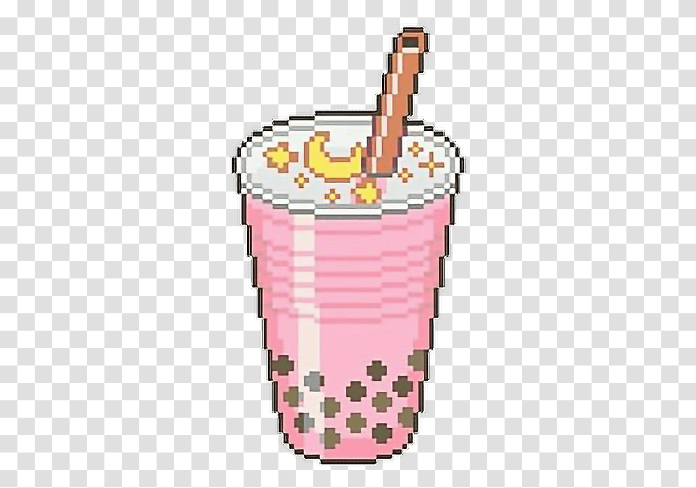 Bubble Tea Pixel Clipart Download Bubble Tea Pixel Art, Cream, Dessert, Food, Creme Transparent Png