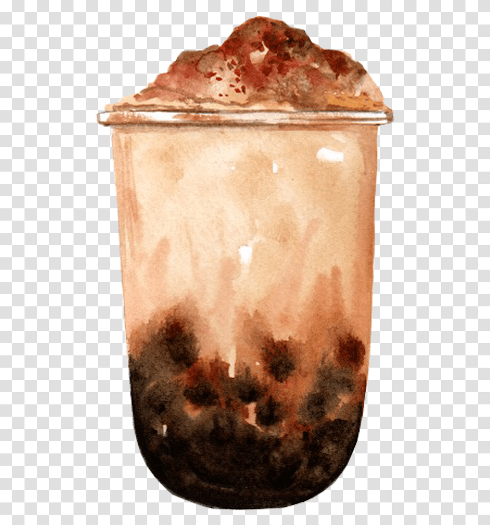 Bubble Tea Watercolor Print, Jar Transparent Png